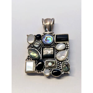Vintage multi stones 925 sterling pendant